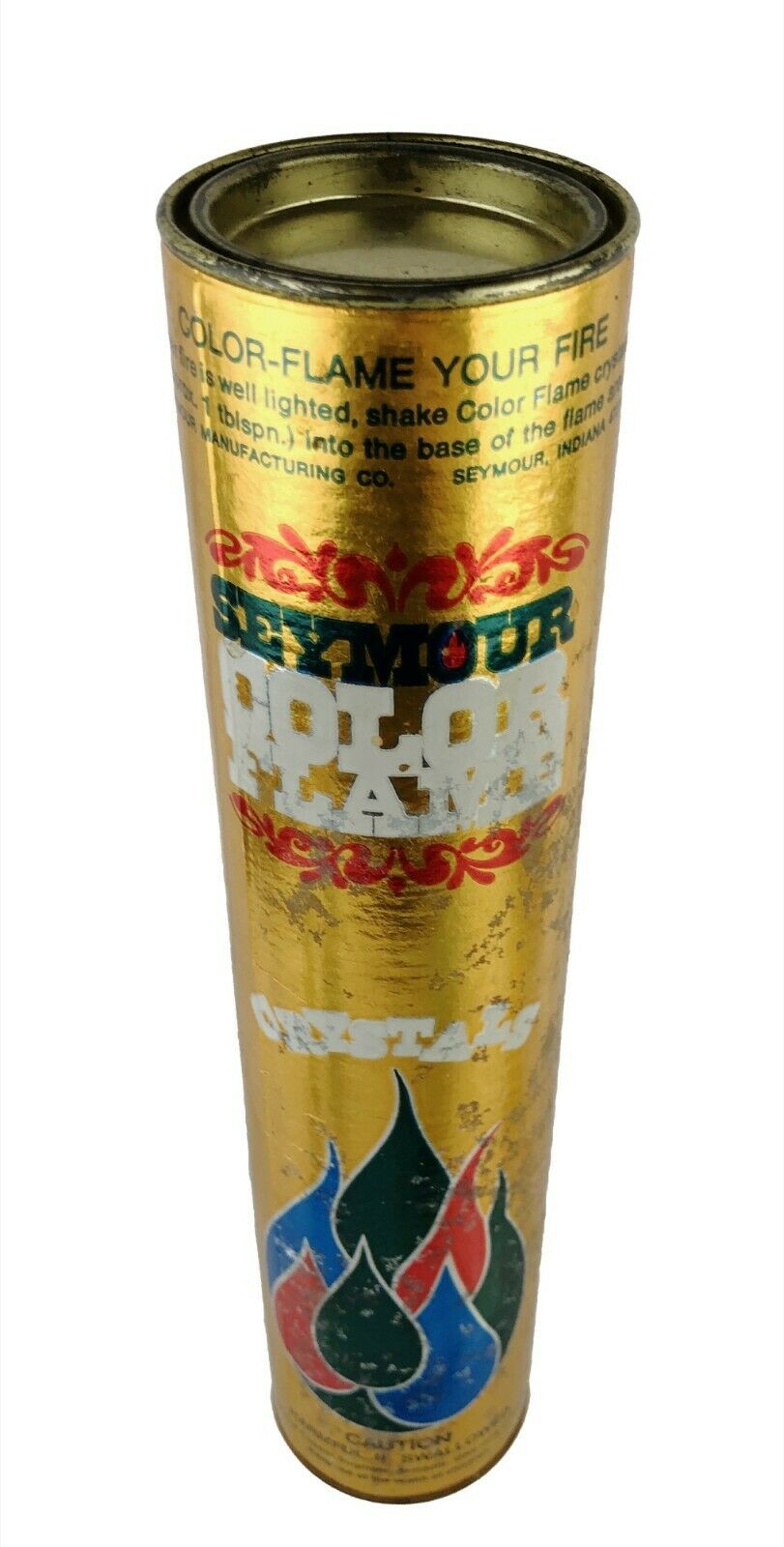 Vintage 16 oz Paper Tube Can Seymour Color Flame Crystals Full or Nearly Full!! - Fresh Stock Dated December 2025