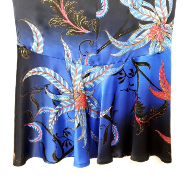 Roberto Cavalli Vintage Bold Floral Print Silk/Satin Flared Hem Skirt~6/US - Fresh Stock Dated February 2026