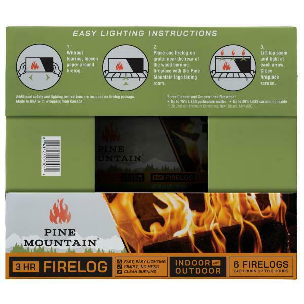 Pine Mountain Traditional 3 Hour Easy Starter Long Burning Firelogs Pack Of 6 - Fresh Stock Dated December 2025
