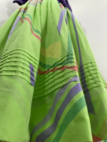Vintage 1980s SKIRT Neon Green/Purple Bright Sheer ￼Aline 1970s Small - Fresh Stock Dated February 2026