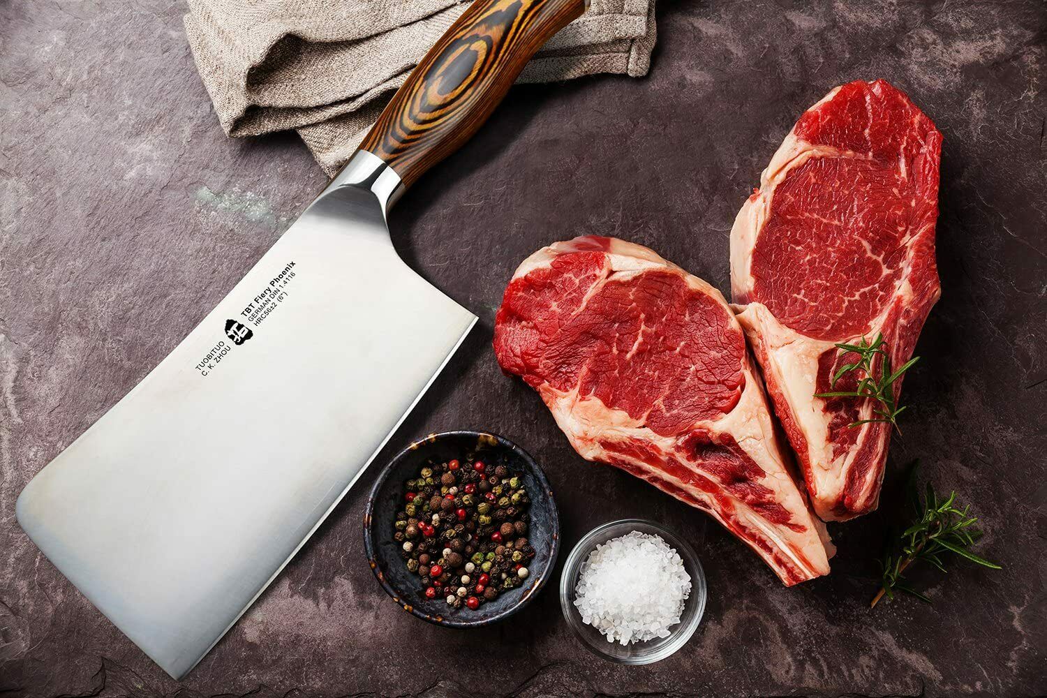 TUO Cleaver Knife - 6 inch Chinese Chopping Knife - Fresh Stock Dated December 2025