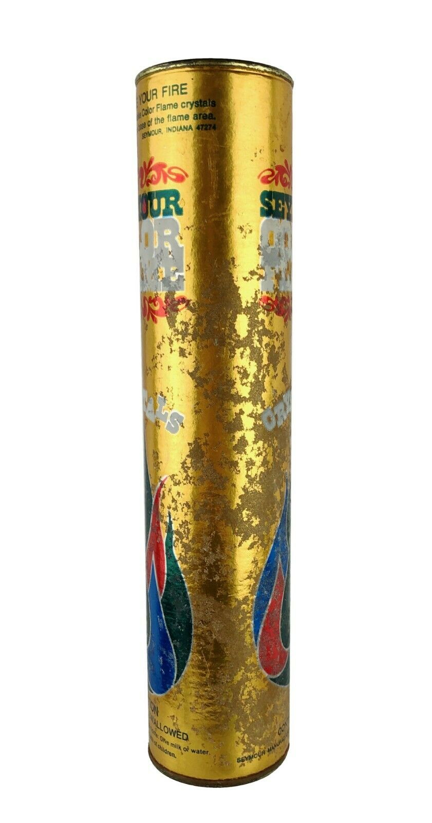 Vintage 16 oz Paper Tube Can Seymour Color Flame Crystals Full or Nearly Full!! - Fresh Stock Dated December 2025