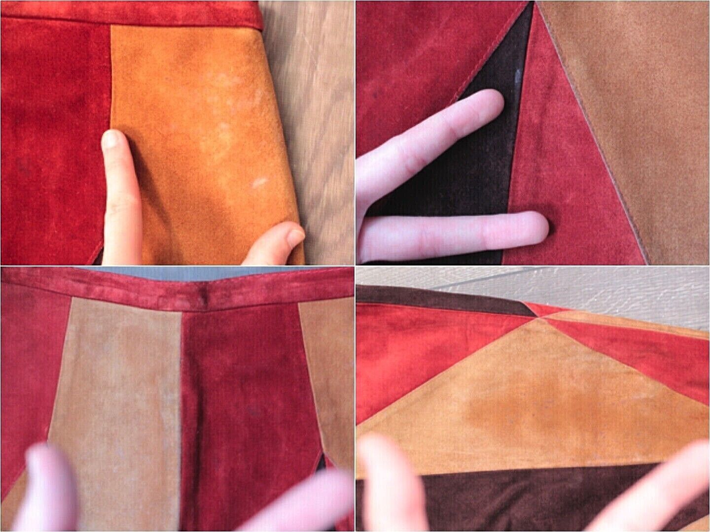 VTG Women's 60s Suede Patchwork Midi Length Skirt 1960s Hippy Gino Paoli SZ S/M - Fresh Stock Dated March 2026