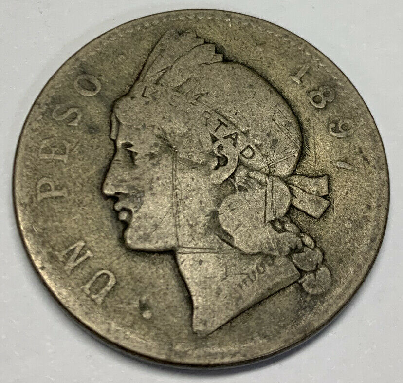 1897 Dominica Republic Silver Peso KM 16 25 Gramos One Year Type Circulated - Fresh Stock Dated December 2025