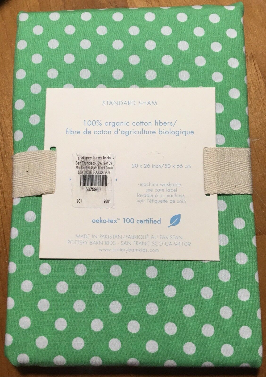 NIP Pottery Barn Kids Mini Dot Standard Pillow Sham Green White Polka Dots - Fresh Stock Dated December 2025