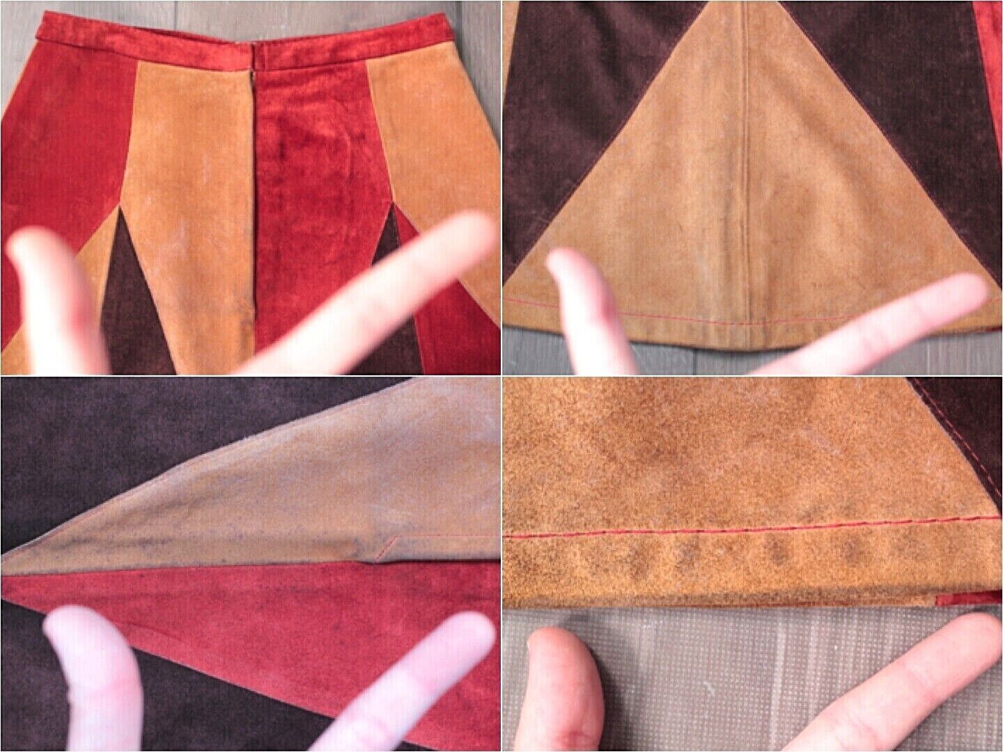 VTG Women's 60s Suede Patchwork Midi Length Skirt 1960s Hippy Gino Paoli SZ S/M - Fresh Stock Dated March 2026