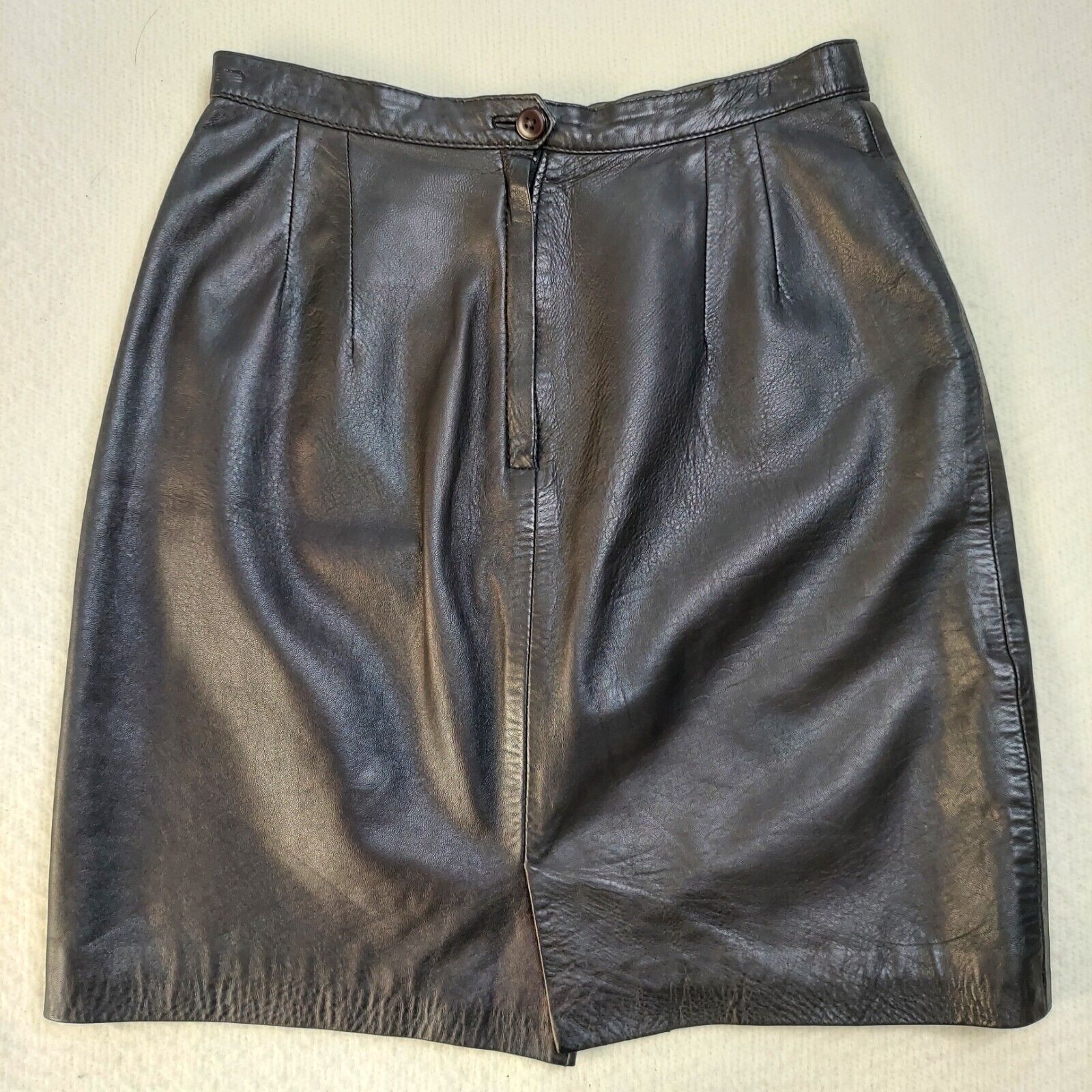 Vintage Scully Black Leather Mini Skirt Size 8 26