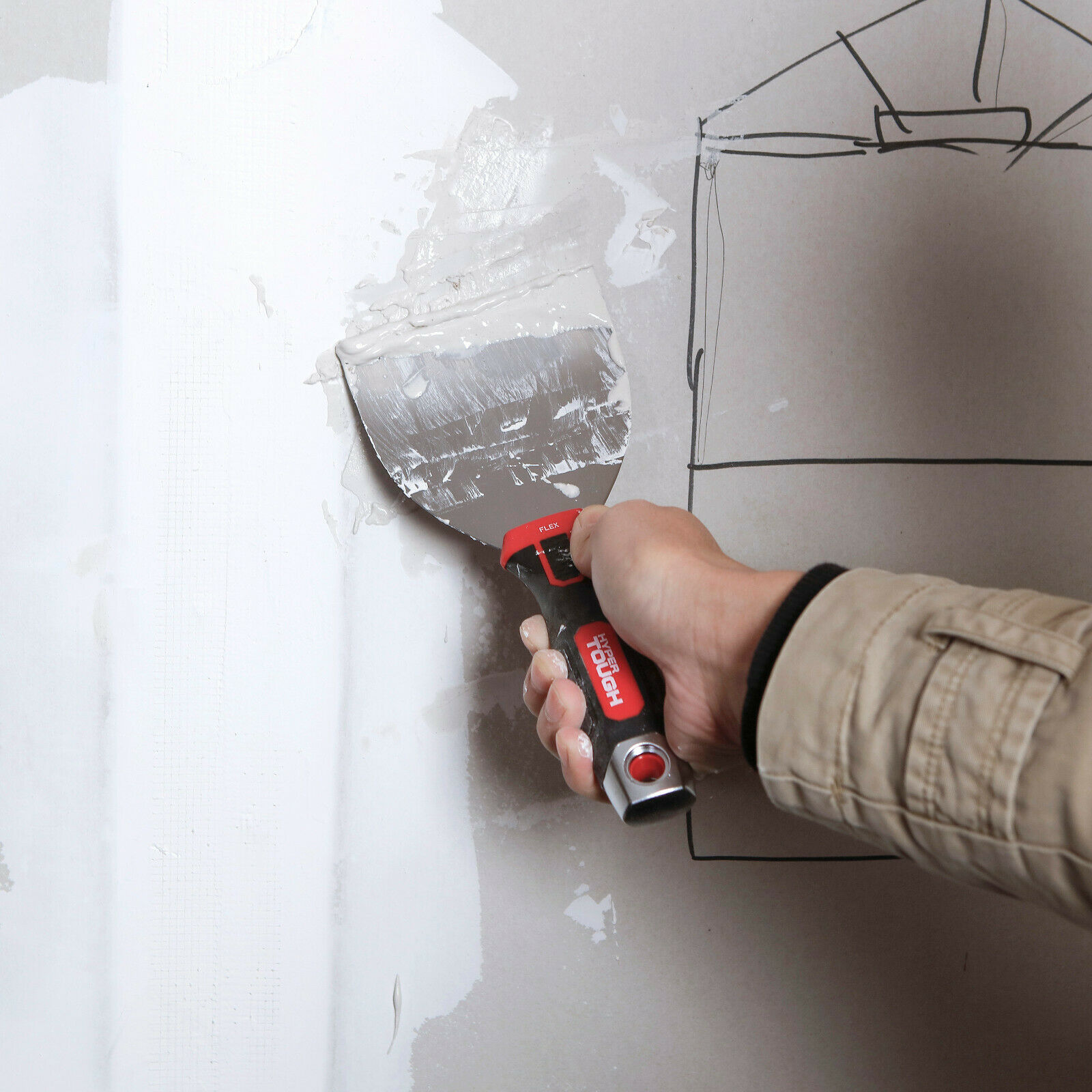 Hyper Tough 4-INCH FLEX PUTTY KNIFE Flexible Blade, Soft Grip, Hammer End TOOL - Fresh Stock Dated February 2026