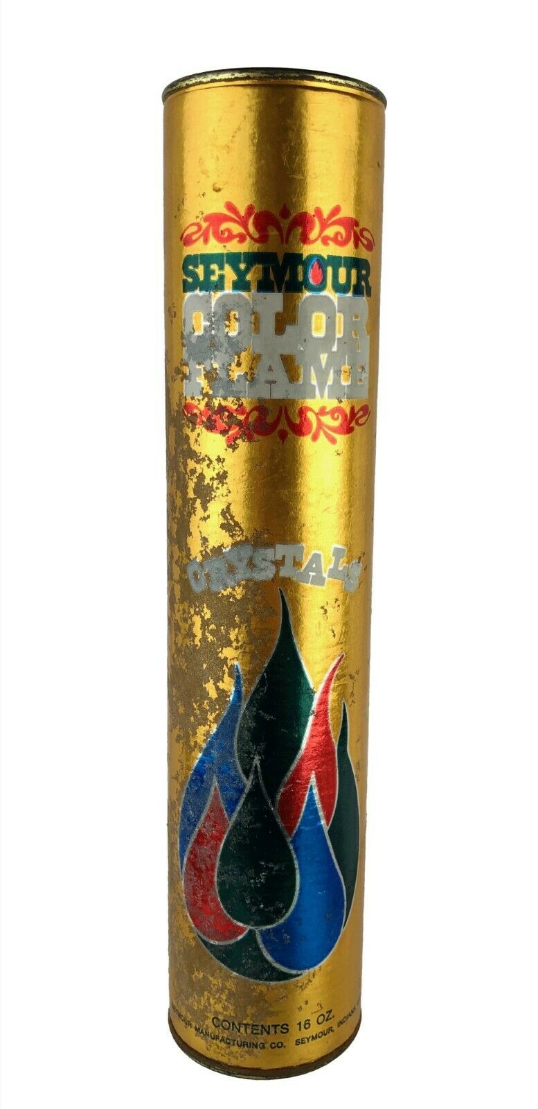 Vintage 16 oz Paper Tube Can Seymour Color Flame Crystals Full or Nearly Full!! - Fresh Stock Dated December 2025