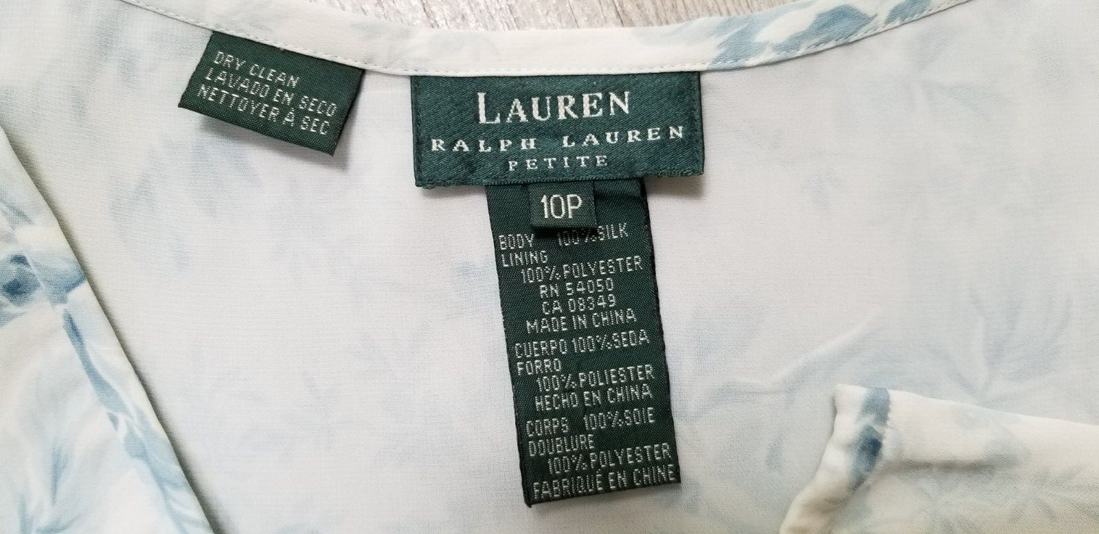 RALPH LAUREN Blue Floral Silk Skirt - Size 10P - Fresh Stock Dated March 2026