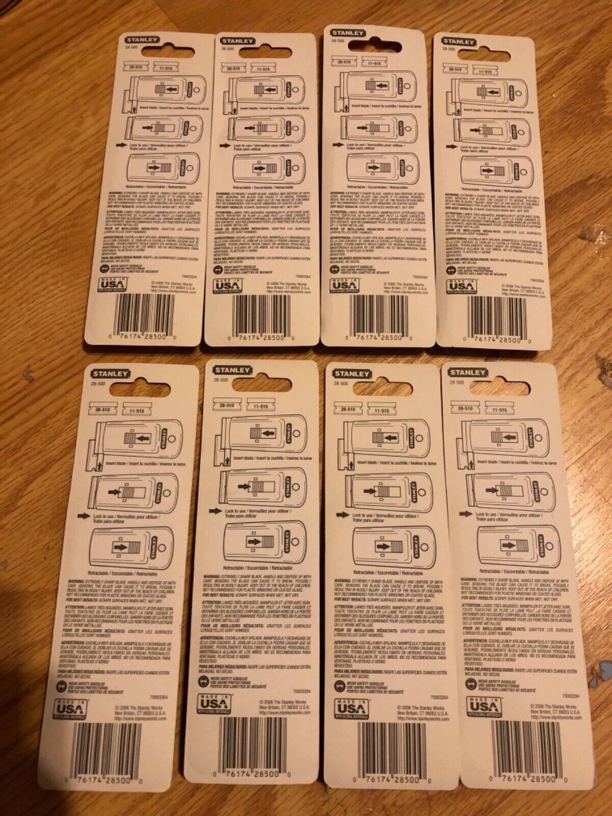 LOT of 8 STANLEY RAZOR BLADE SCRAPERS Includes Extra Blades RECTRACTABLE - Fresh Stock Dated February 2026