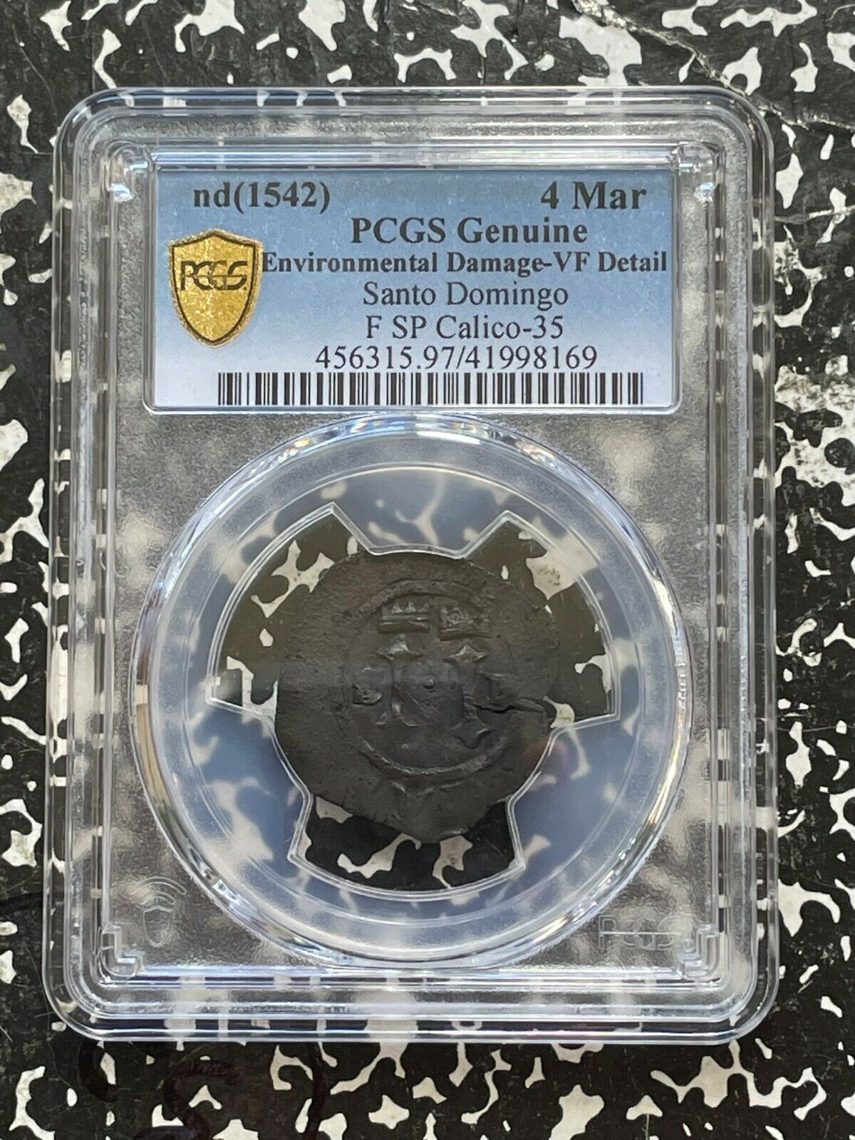 (1542) Dominican Republic Santo Domingo 4 Maravedis PCGS VF Lot#G693 Scarce! - Fresh Stock Dated December 2025