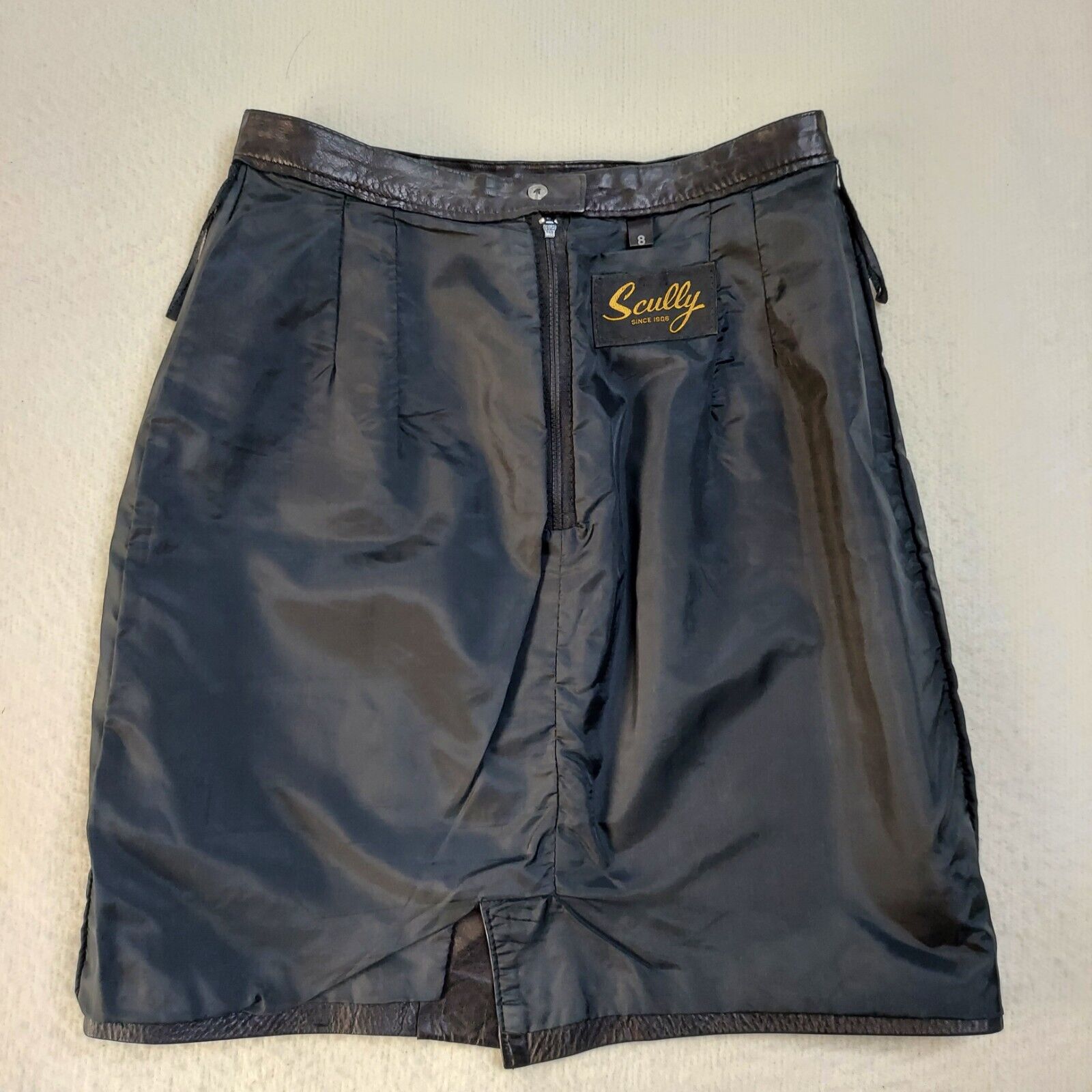 Vintage Scully Black Leather Mini Skirt Size 8 26