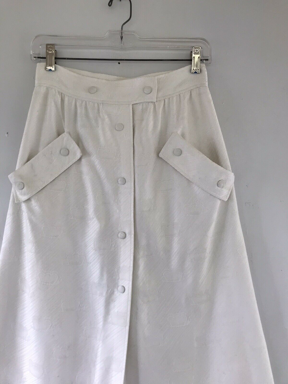 Vintage 1960s Courreges White Snail Print Maxi Skirt - Fresh Stock Dated February 2026