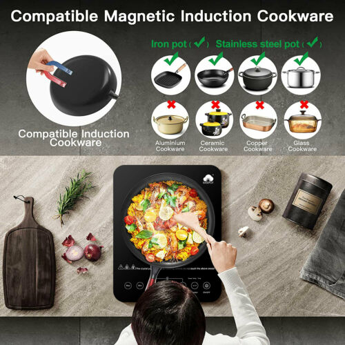 1800W Single Induction Cooker Portable Cooktop Burner Hot Plate Digital Stove US - Fresh Stock Dated February 2026