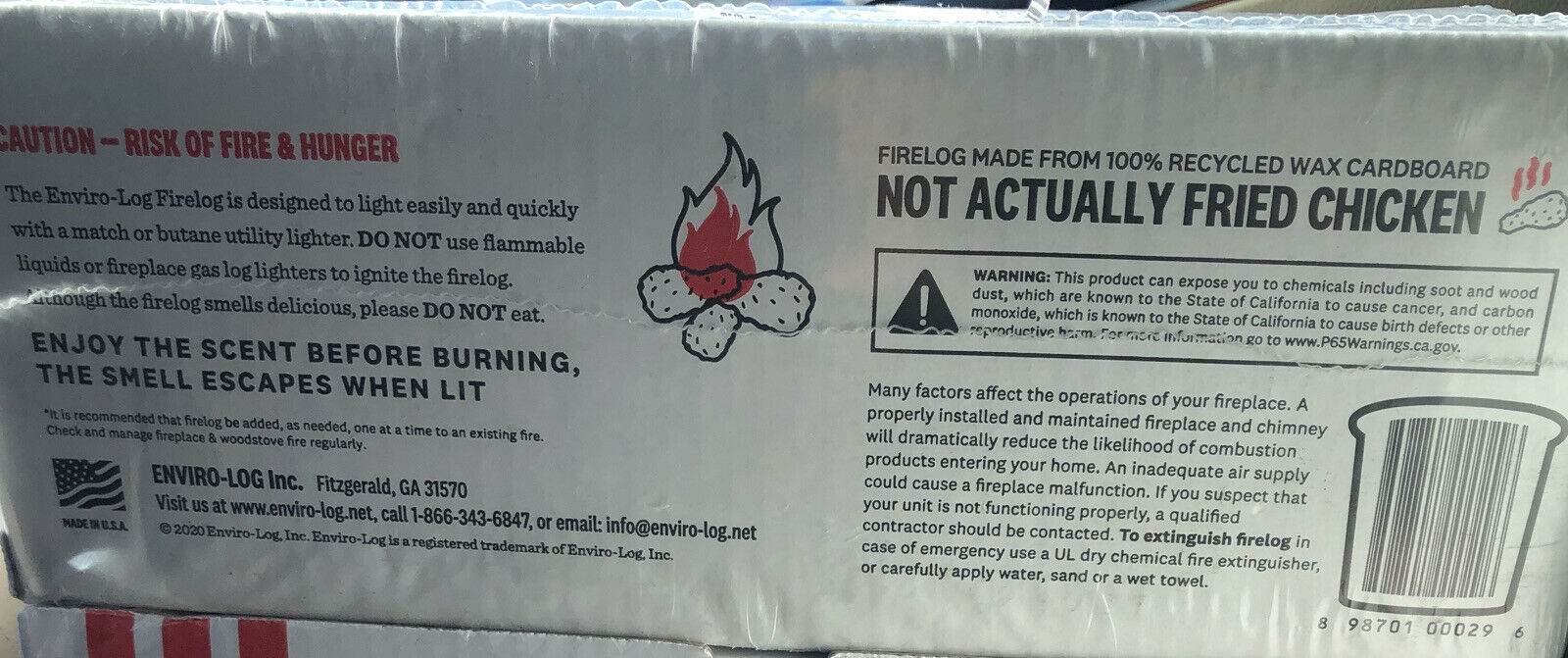 KFC 11 Herbs Spices Fire Log Enviro-Log Firelog Chicken Scented Limited Edition - Fresh Stock Dated December 2025