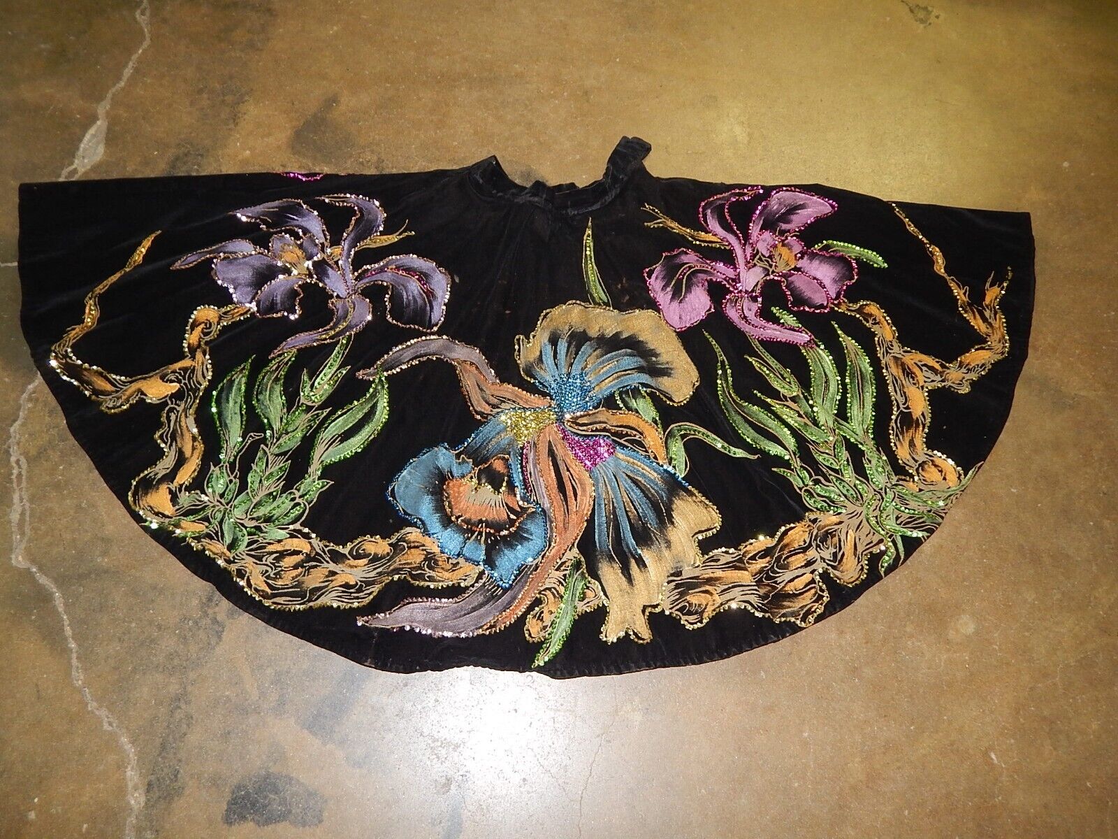 Vintage 1950's Mexican circle skirt hand painted sequins Floral theme - Fresh Stock Dated March 2026