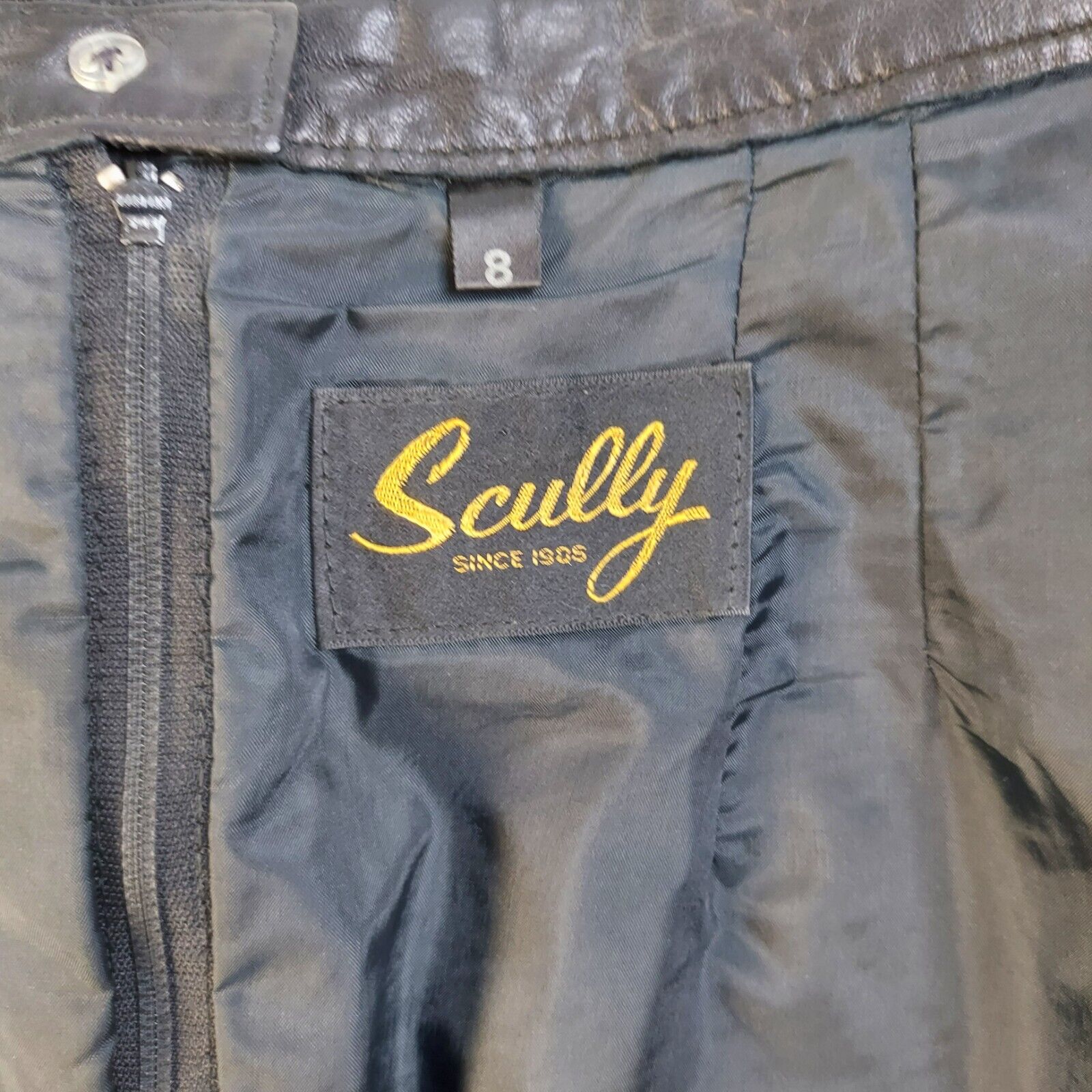 Vintage Scully Black Leather Mini Skirt Size 8 26