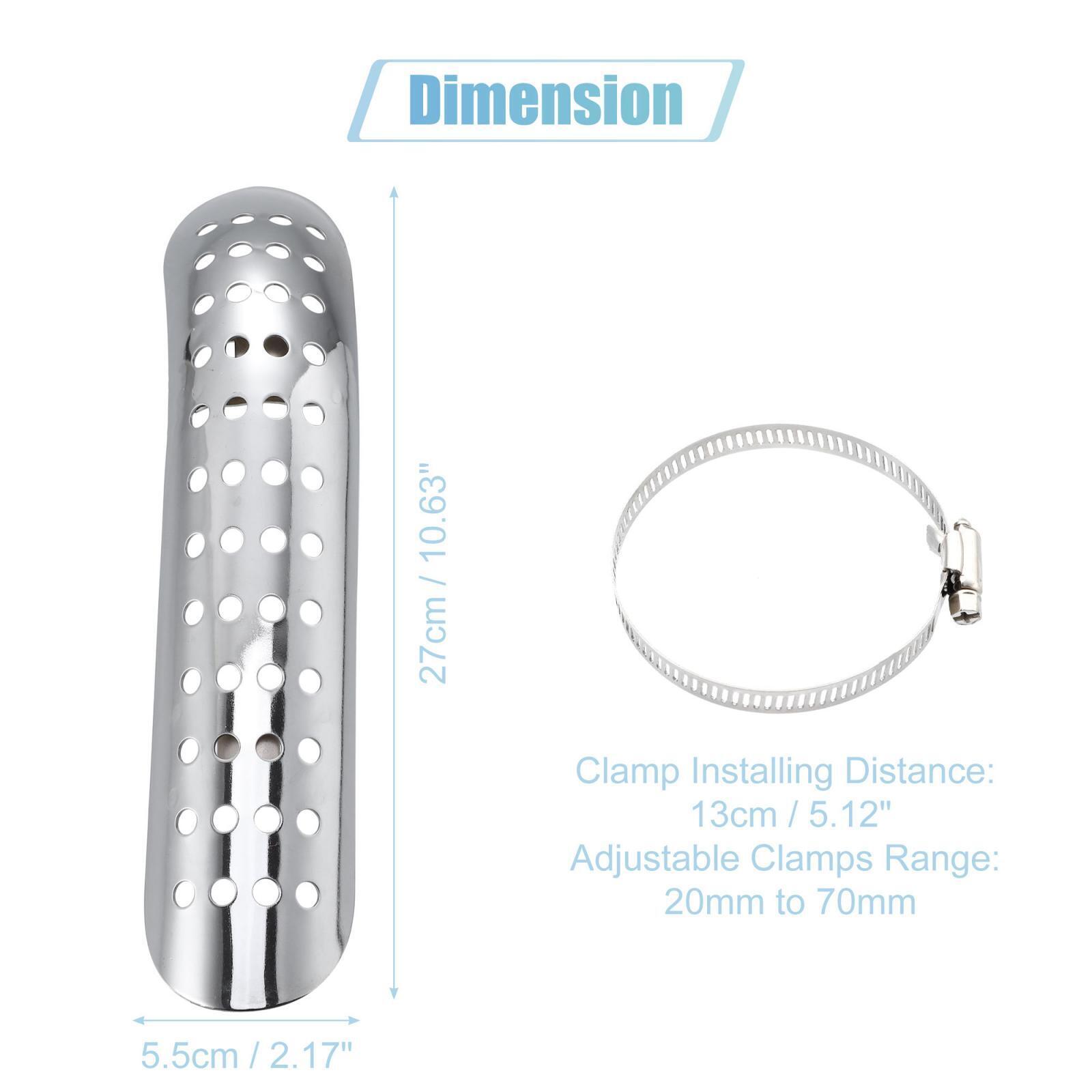 Universal Motorcycle Exhaust Hole Heat Shield with 20-70mm Clamp Silver Tone - Fresh Stock Dated February 2026