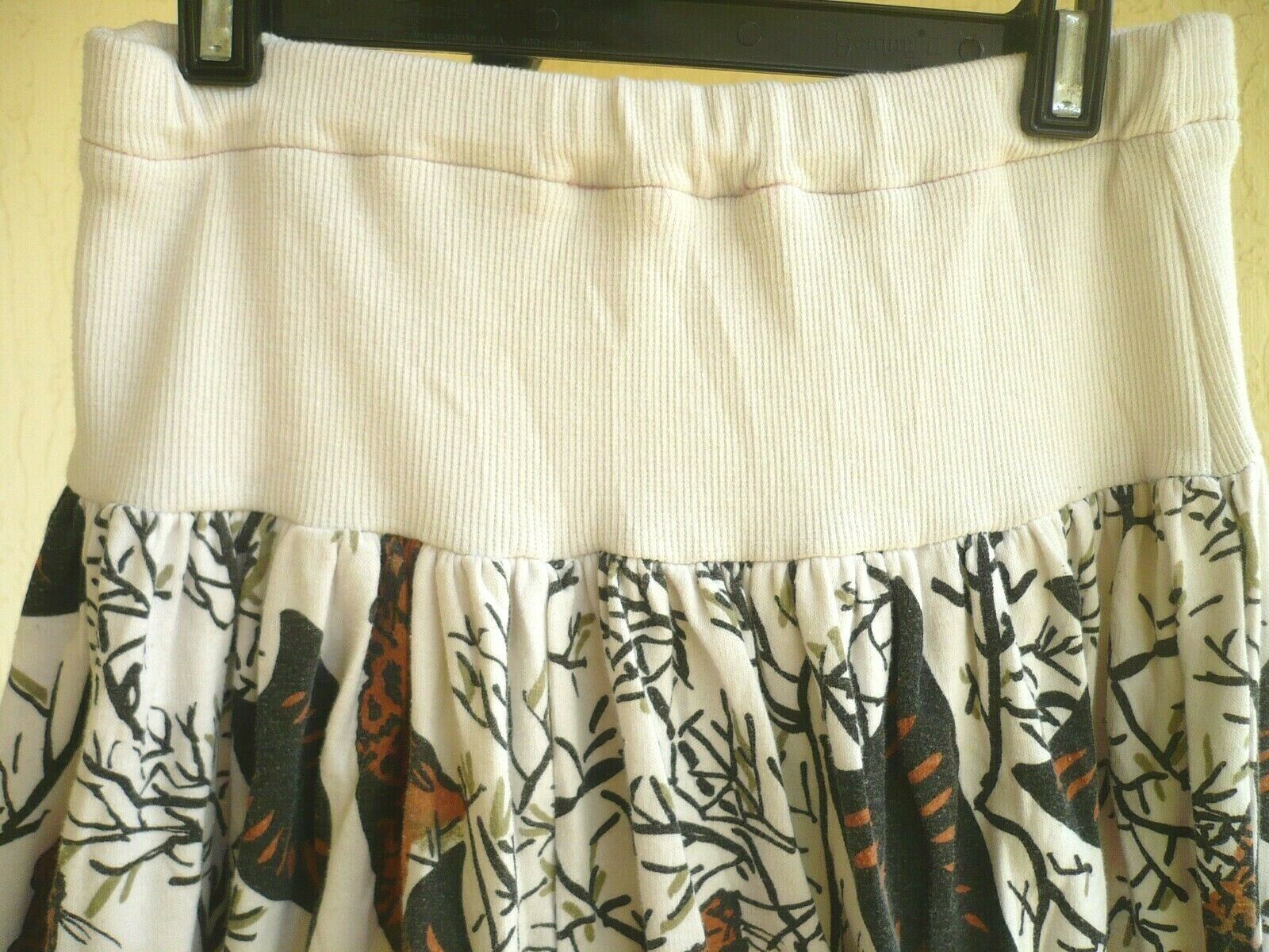 VTG 80S S M WARM FALL LEOPARD PALM RIBBED FLARE ELASTIC WAIST SOFT SKIRT WOMEN - Fresh Stock Dated February 2026