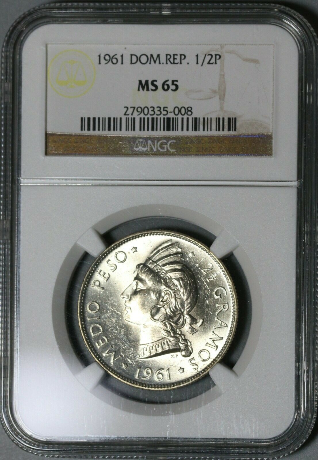 1961 NGC MS 65 Dominican Republic Medio 1/2 Peso Coin GEM BU (20101801C) - Fresh Stock Dated December 2025
