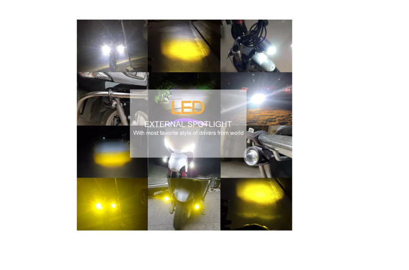 Motorcycle Yellow Fog lights with mounting hardware. (See Actual Yellow Light) - Fresh Stock Dated February 2026