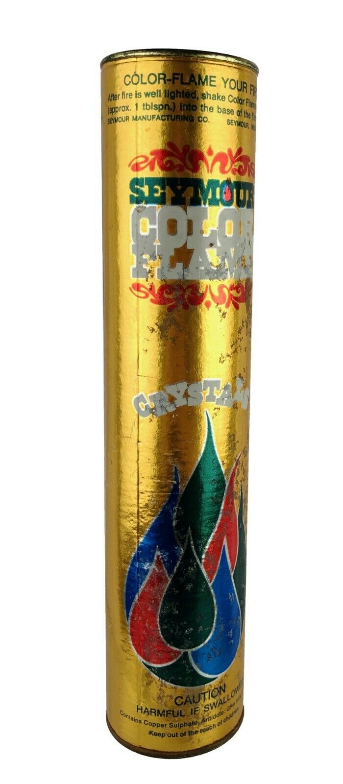 Vintage 16 oz Paper Tube Can Seymour Color Flame Crystals Full or Nearly Full!! - Fresh Stock Dated December 2025