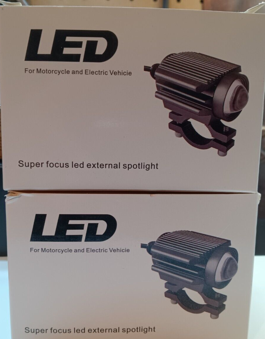 Motorcycle Yellow Fog lights with mounting hardware. (See Actual Yellow Light) - Fresh Stock Dated February 2026