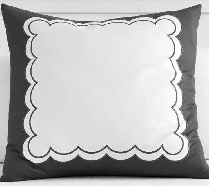 POTTERY BARN Teen Emily Meritt Sweet Scallop Euro Sham Charcoal NEW - Fresh Stock Dated February 2026