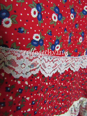 Magical Red Velvet Accent Calico Gunne Sax Gunnies Vtg 1970s Maxi Prairie Skirt - Fresh Stock Dated February 2026