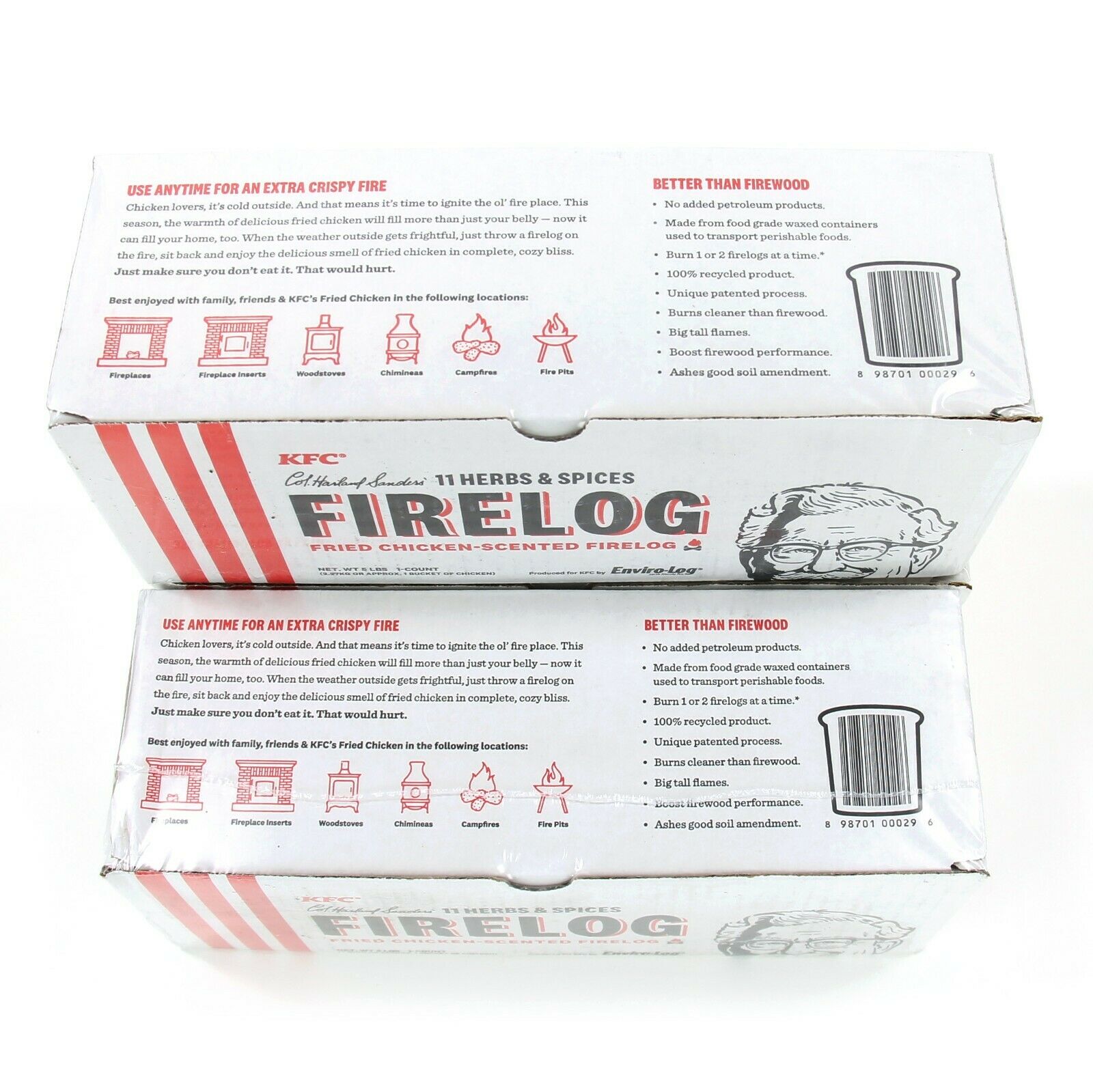 LOT OF 3 NEW Genuine KFC Fire Log 11 Herb Spice ENVIROLOG Kentucky Fried Chicken - Fresh Stock Dated December 2025