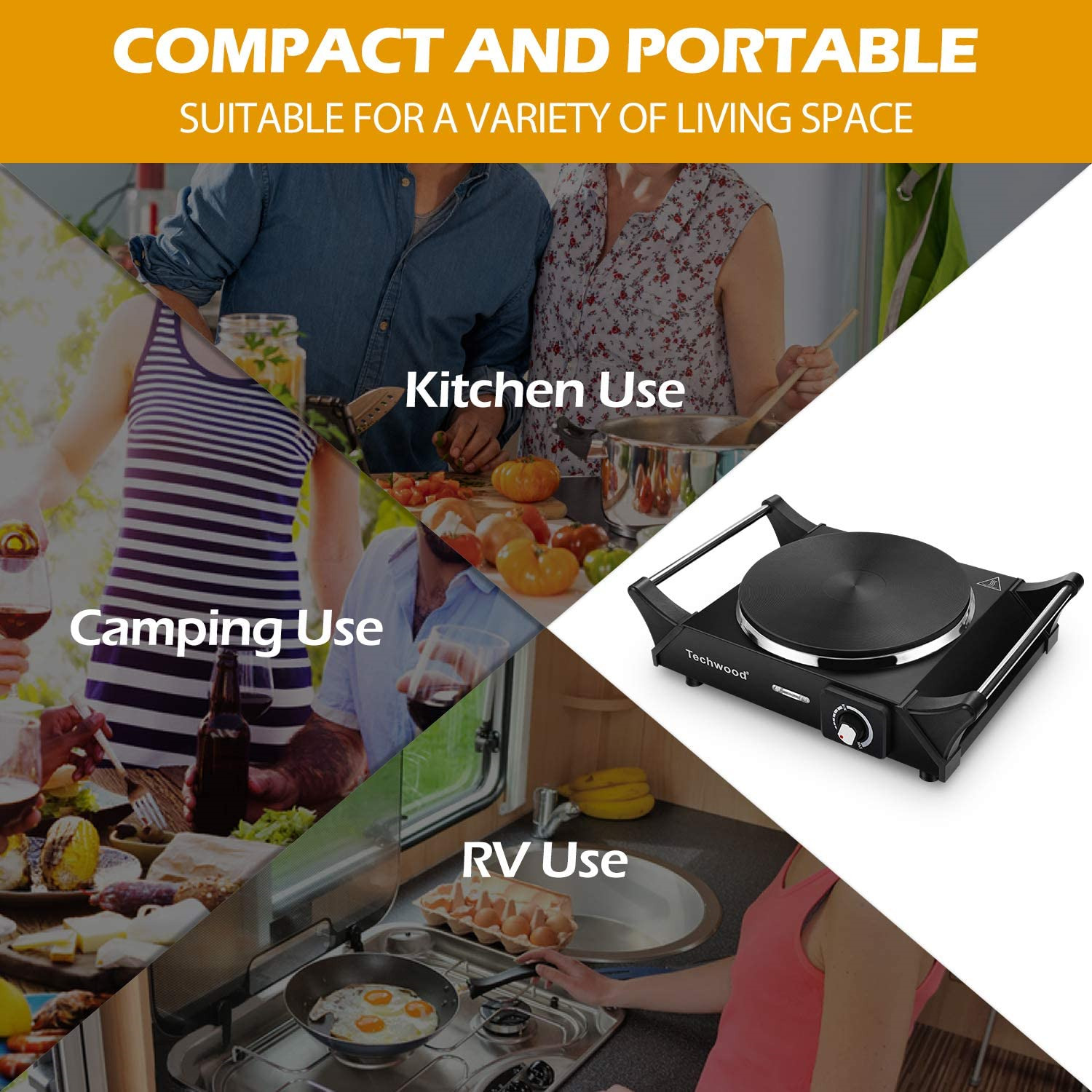 Hot Plate, Techwood Electric Stove for Cooking, 1500W Countertop Single Burner & - Fresh Stock Dated February 2026
