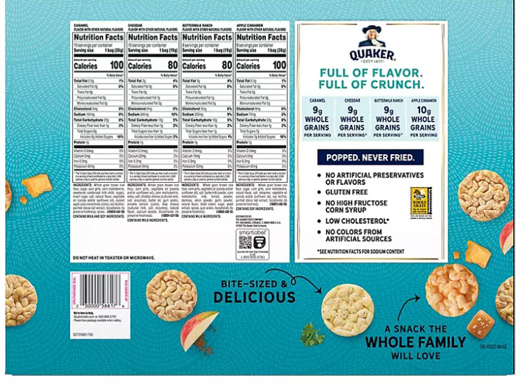 Quaker Rice Crisps Variety Pack (36 pk.) - Fresh Stock Dated December 2025