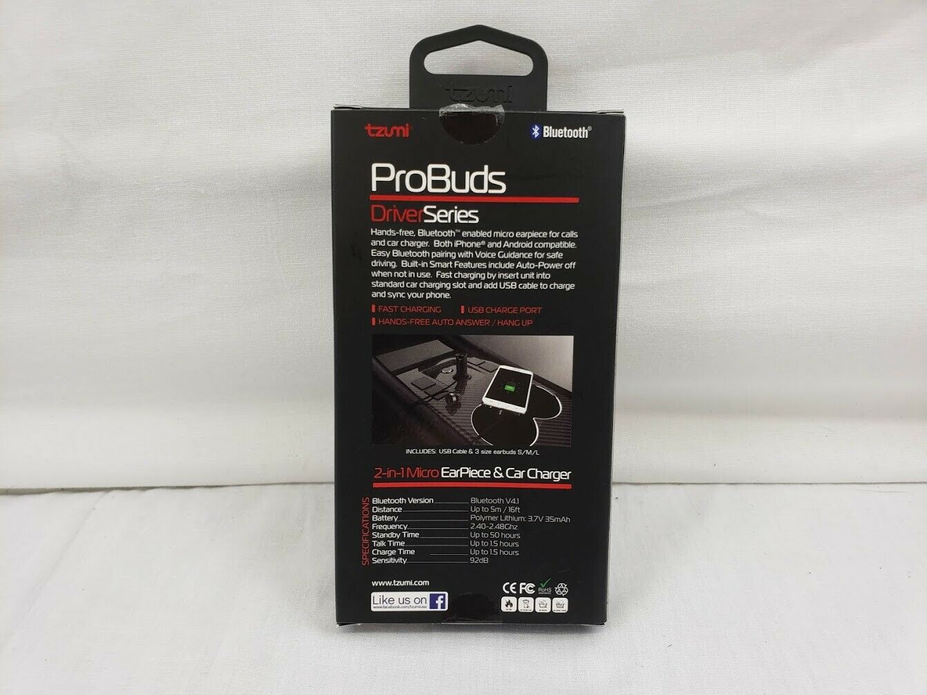 Tzumi ProBuds Driver Series 2-in-1 Micro Ear Piece & Car Charger Bluetooth - Fresh Stock Dated February 2026