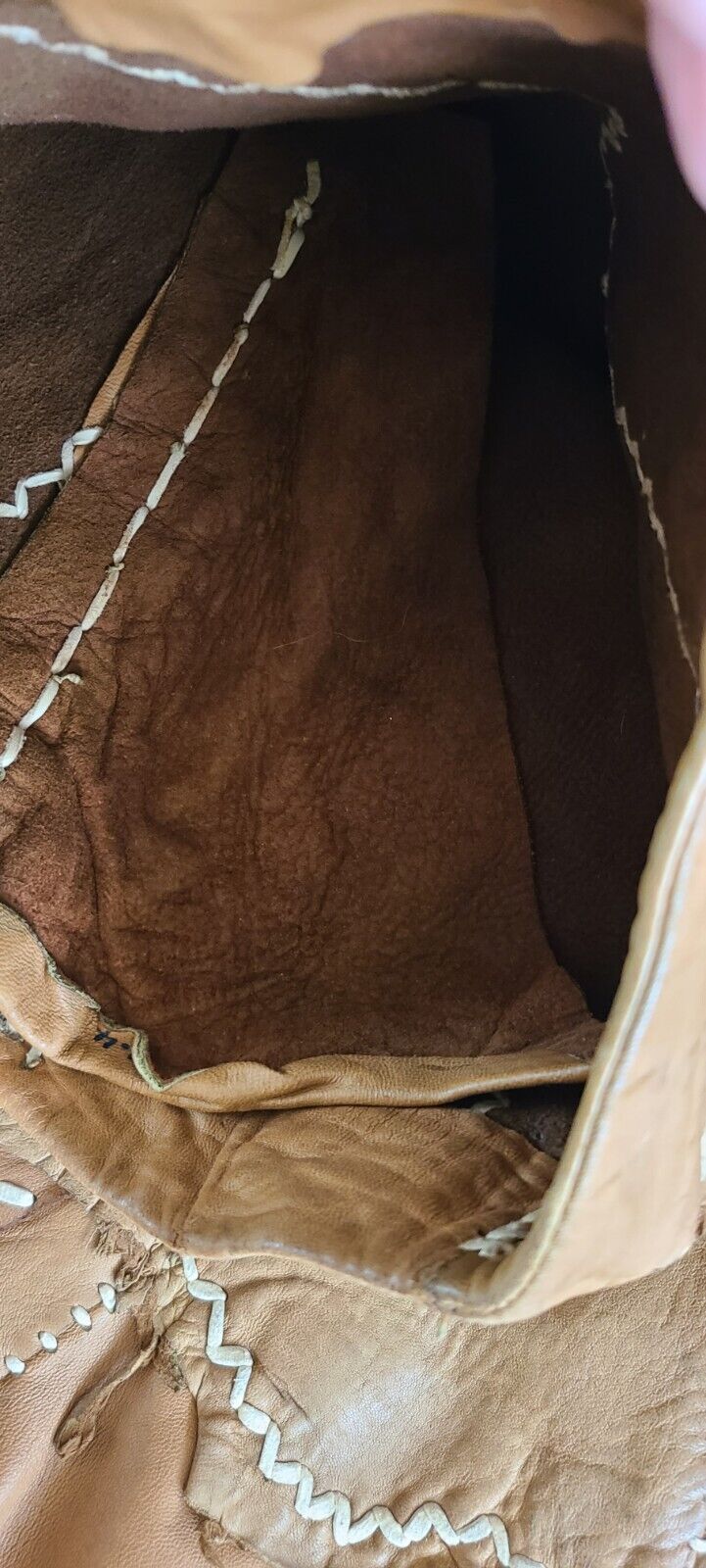 60's 70's LEATHER SKIRT NBL East West musical inspired primitive 20