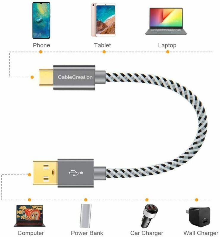 Short USB C Cable, CableCreation 0.5ft 6 inch C to A 0.5FT, Space Gray - Fresh Stock Dated February 2026
