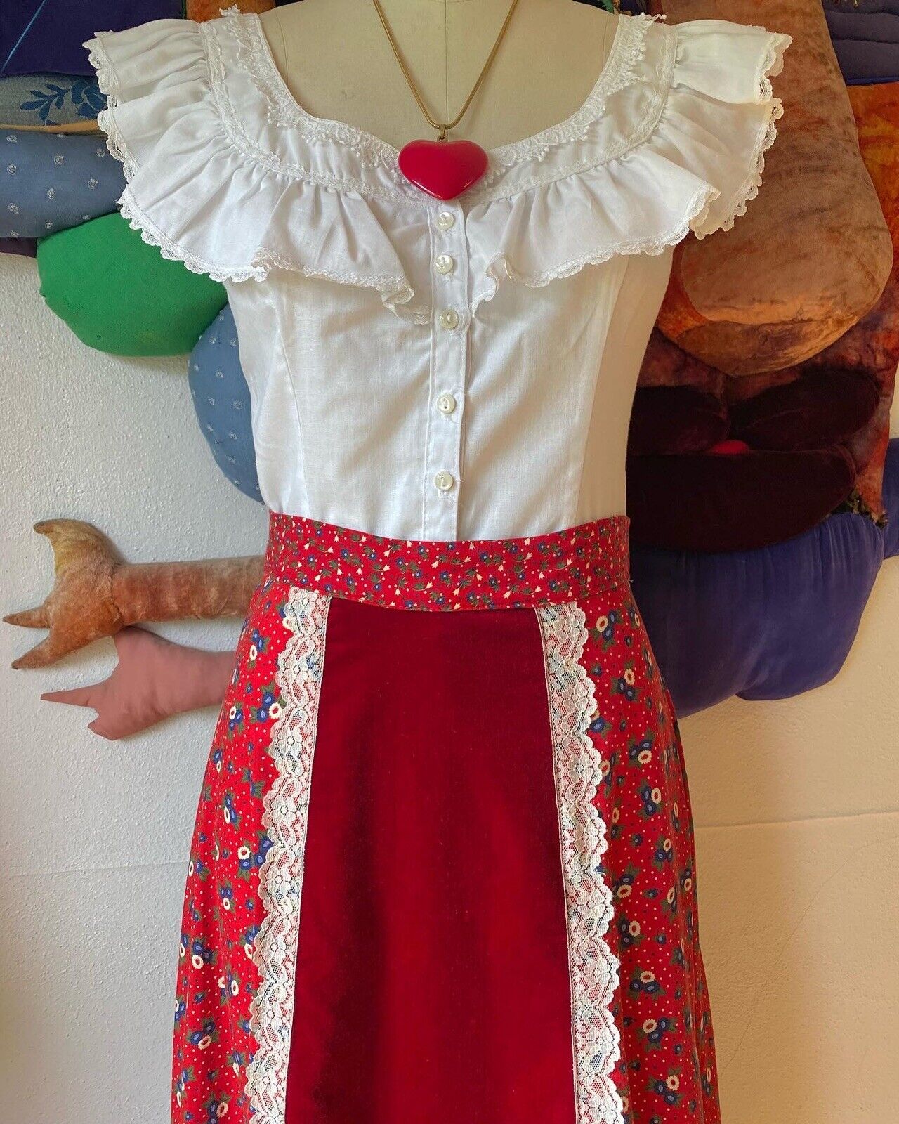 ~ GUNNE SAX SKIRT ~ Vintage Red Velvet Christmas Maxi Jessica McClintock Gunnies - Fresh Stock Dated March 2026
