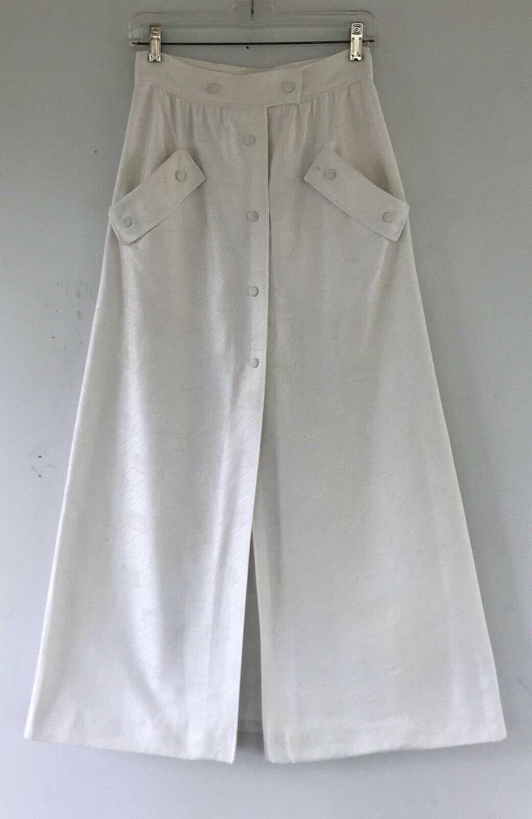 Vintage 1960s Courreges White Snail Print Maxi Skirt - Fresh Stock Dated February 2026