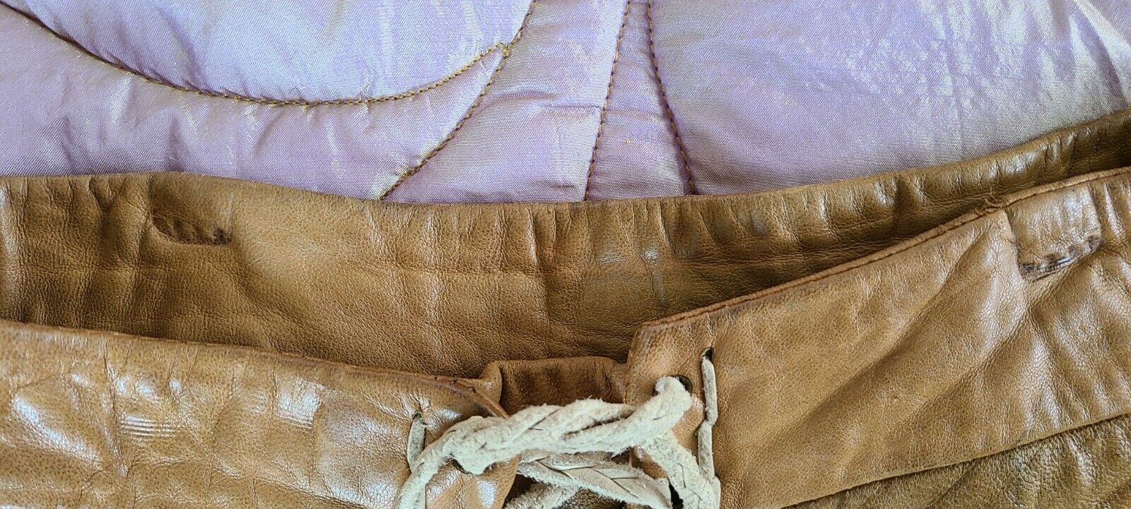 60's 70's LEATHER SKIRT NBL East West musical inspired primitive 20