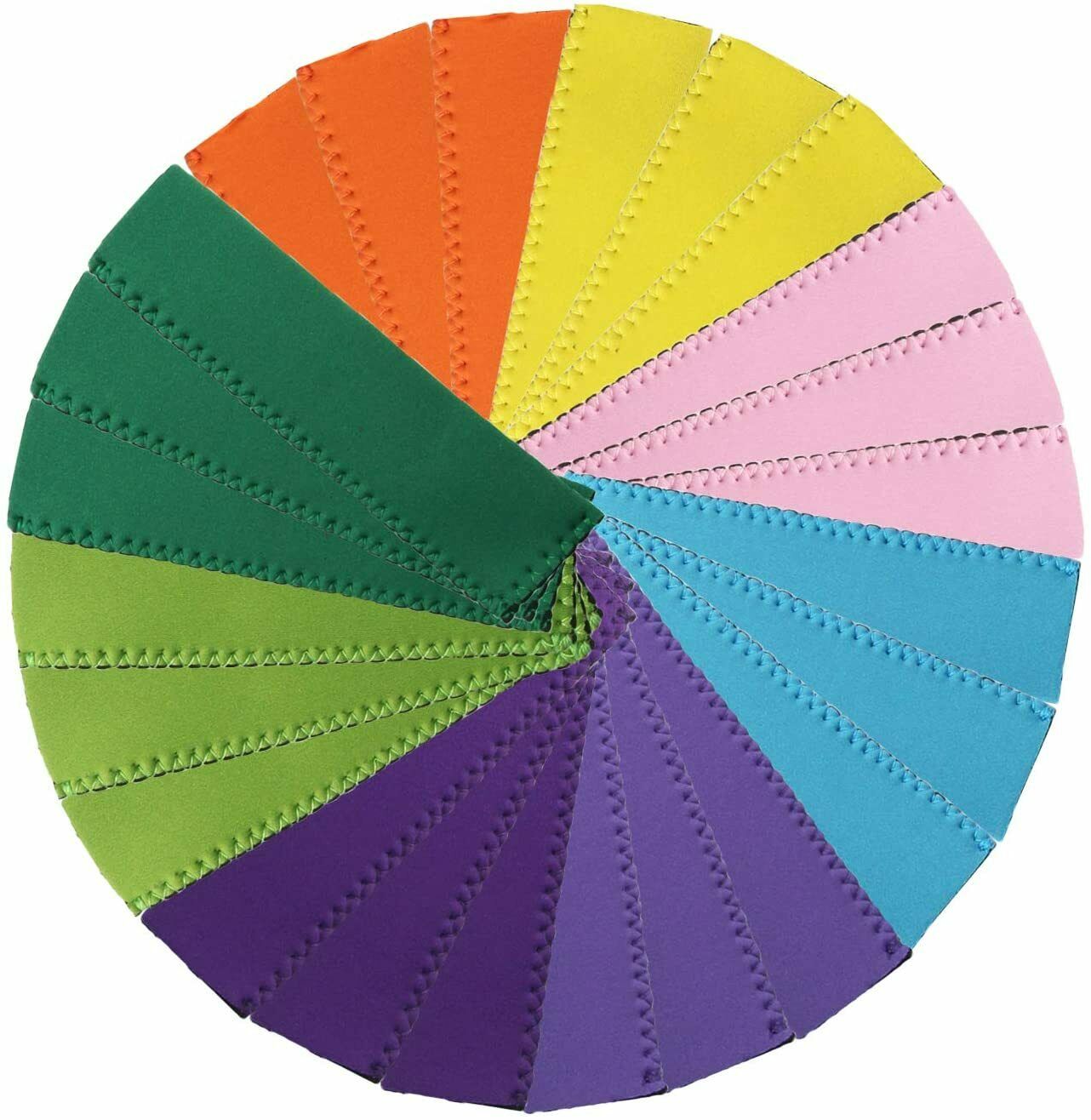 24PCS Popsicle Holders Ice Pop Neoprene Insulator Sleeves Freezer Bags 8 Colors - Fresh Stock Dated December 2025