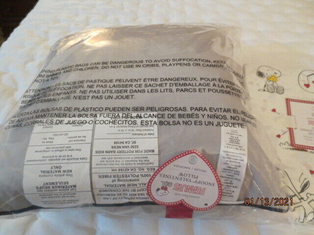 Pottery Barn Kids Peanuts Snoopy Heart Hugger Pillow NWT super sweet - Fresh Stock Dated December 2025