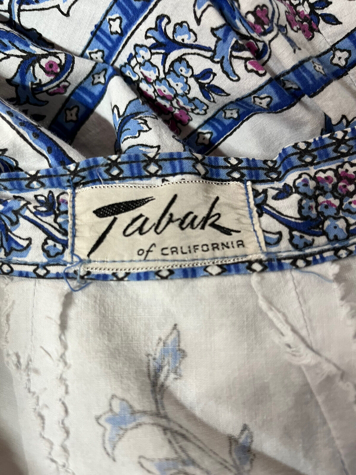 VTG 50s Floral India Print Cotton Circle Skirt Tabak of California XS Pockets - Fresh Stock Dated March 2026