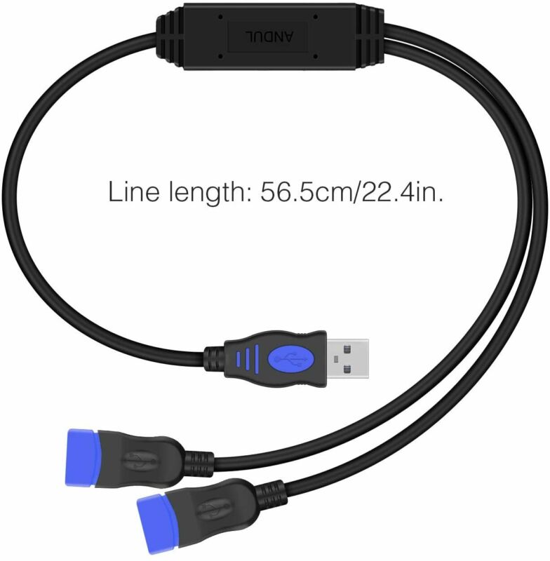 USB Splitter, Andul 2.0 Y Splitter Charger Cable 1 Male to 2 Female Navy - Fresh Stock Dated February 2026