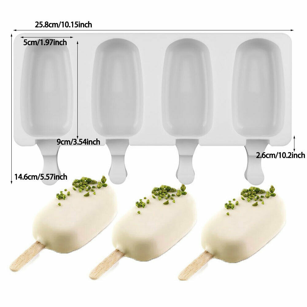 Ice cream mold silicone Popsicle Maker Frozen kitchen 4pcs tray lolly pop free - Fresh Stock Dated February 2026