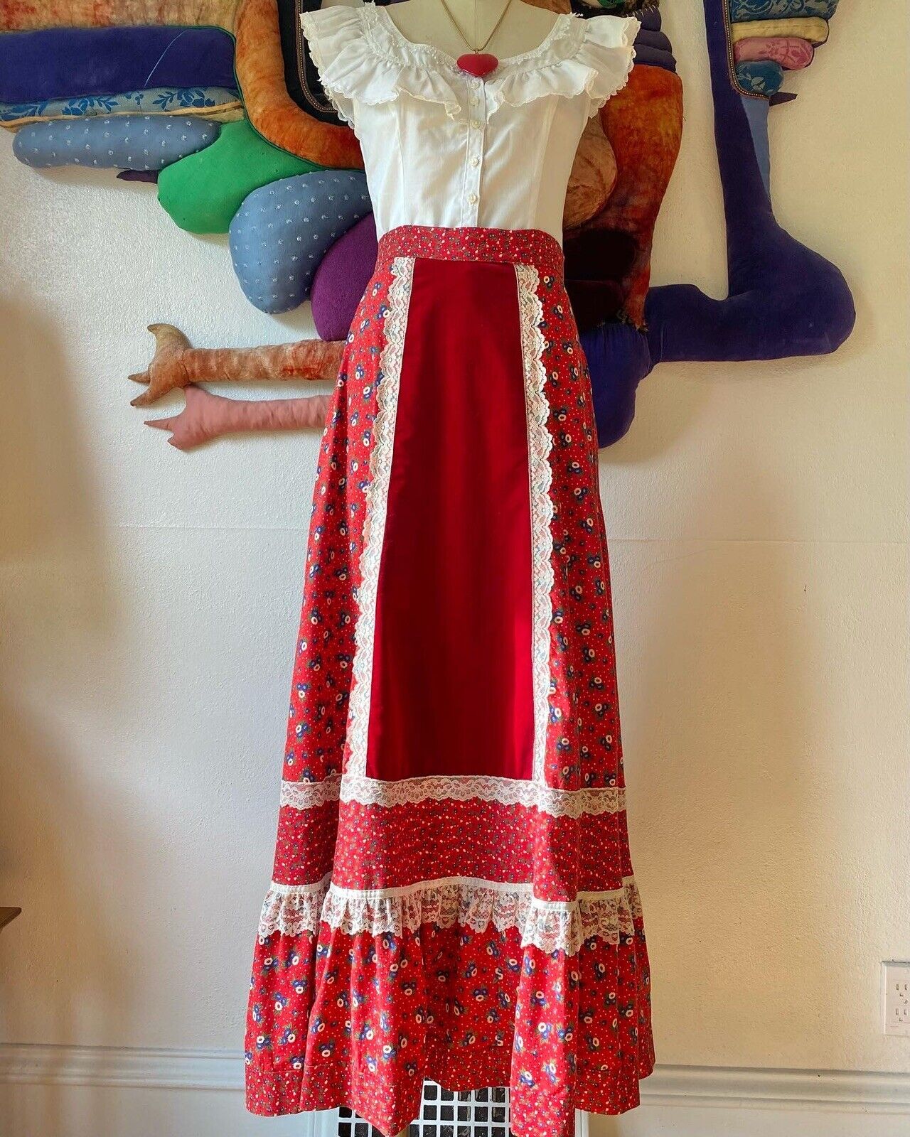 ~ GUNNE SAX SKIRT ~ Vintage Red Velvet Christmas Maxi Jessica McClintock Gunnies - Fresh Stock Dated March 2026