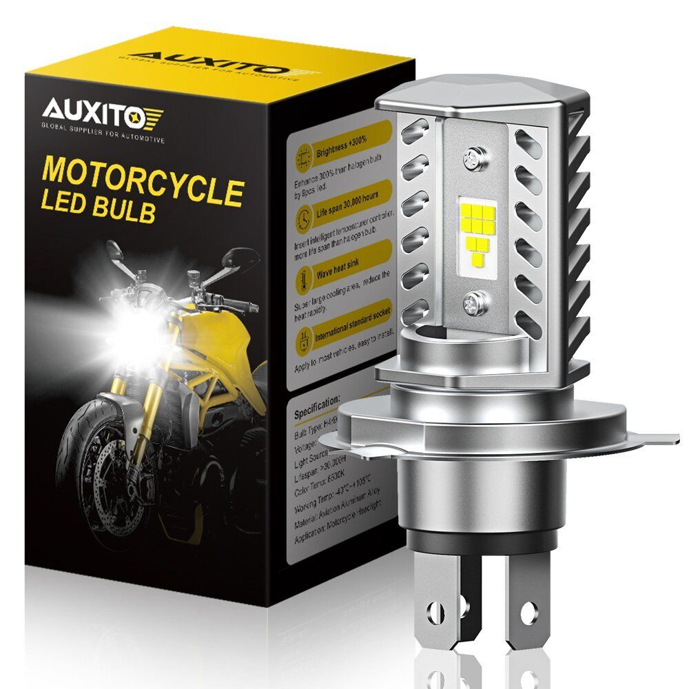 2X AUXITO H4 9003 HB2 LED Motorcycle Headlight Bulb Hi Low Beam 6500K High Power - Fresh Stock Dated February 2026