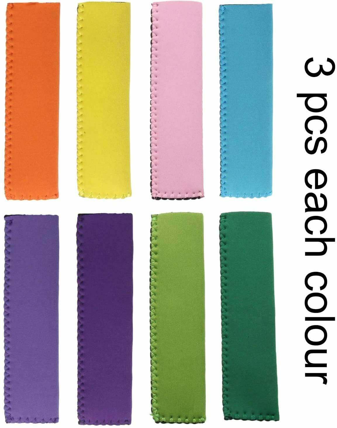 24PCS Popsicle Holders Ice Pop Neoprene Insulator Sleeves Freezer Bags 8 Colors - Fresh Stock Dated December 2025