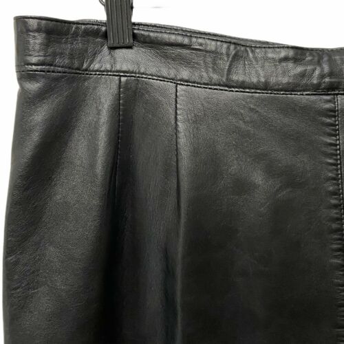 Vintage 90s Womens Black Lambskin Leather Gold Button Wiggle Midi Skirt MED/LRG - Fresh Stock Dated March 2026