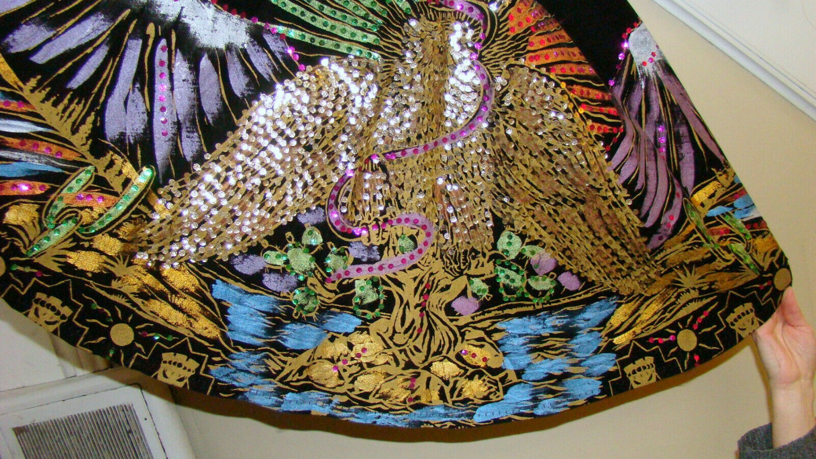 Vintage 50s Mexican Velvet Painted Circle Skirt Small - Fresh Stock Dated February 2026