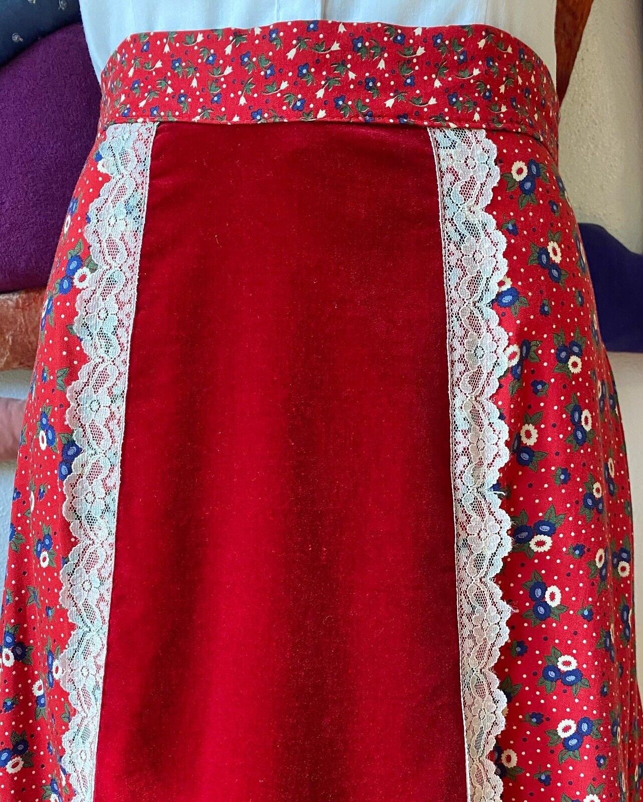 ~ GUNNE SAX SKIRT ~ Vintage Red Velvet Christmas Maxi Jessica McClintock Gunnies - Fresh Stock Dated March 2026